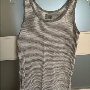 Athleta Gray & White Striped Tank Top